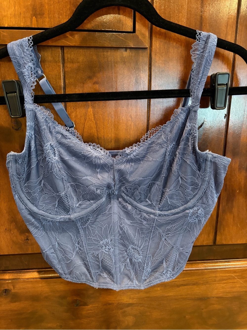 🩶 Gilly Hicks Lace Longline Bralette Slate Blue